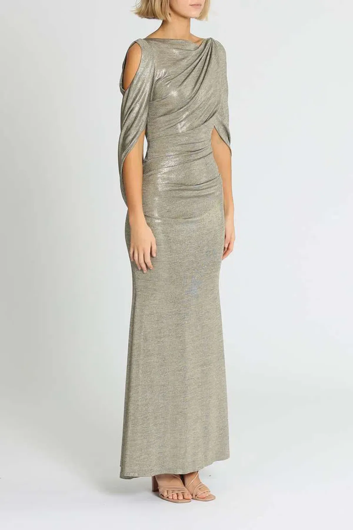 Montique Lana Metallic Gown Gold Size 14 - Image 2