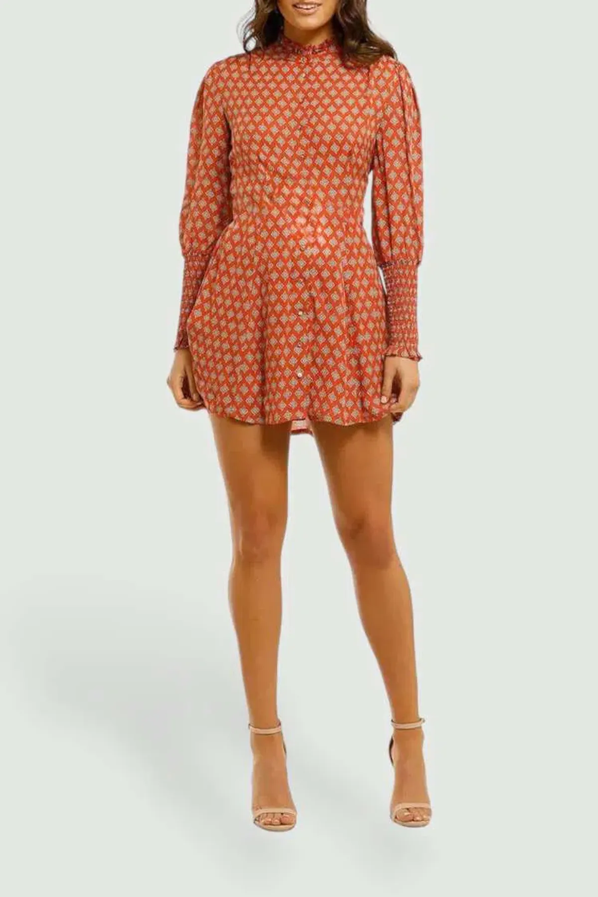 Nicholas Agadir Dress Marrakech Medallion Saffron Orange Print Size 6 - Image 2