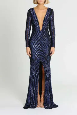 Ae'lkemi Art Deco Sequin Gown Navy Size 10 for rent on The Volte - image 1