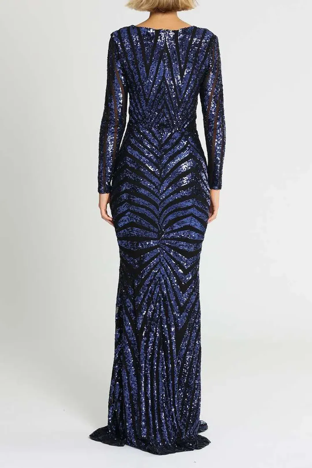 Ae'lkemi Art Deco Sequin Gown Navy Size 10 for rent on The Volte - main image