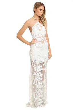 Ae'lkemi Floral Sequin Backless Dress White Size 6 for rent on The Volte - image 2