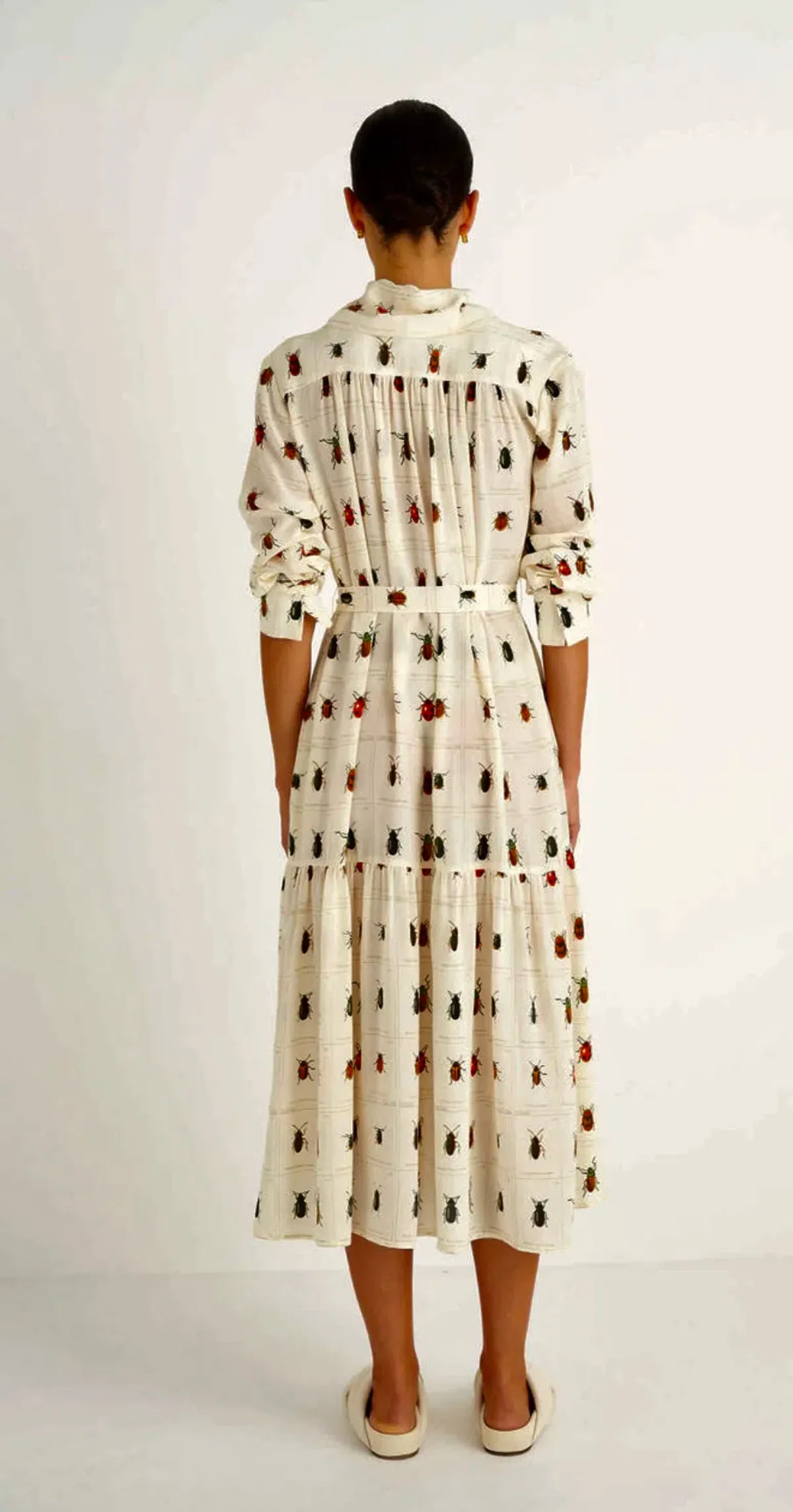 Oroton Beetle Print Dress in Cream Size 10 - Image 4
