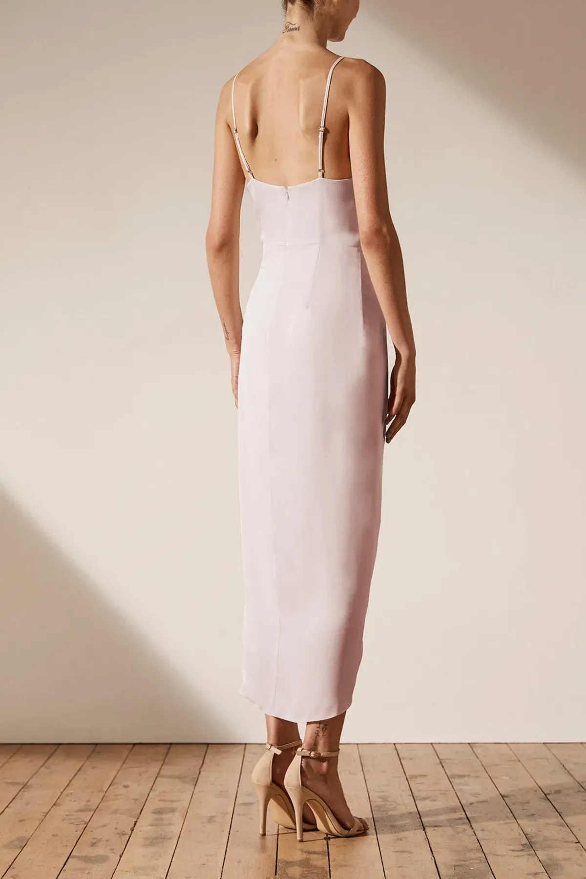 Shona Joy Luxe Tie Front Cocktail Dress Porcelain Size 10 - Image 3