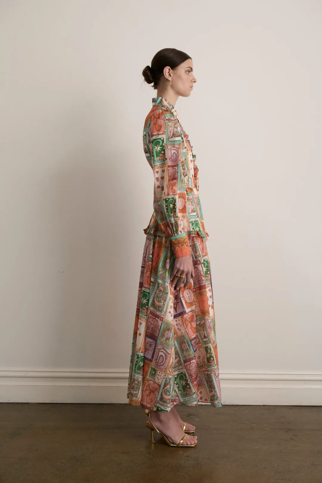 Kate Ford Cairo Long Layered Gown Multi Print Size 3/AU 12 for rent on The Volte - main image