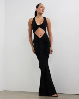 Christopher Esber Vivenda Drapé Front Dress Black Size 10 for rent on The Volte - image 1