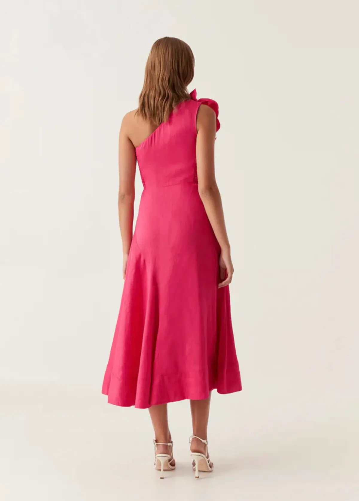 Aje Adelia Ruffle Midi Dress Bougainvillea Red Size 10 - Image 3