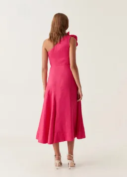 Aje Adelia Ruffle Midi Dress Bougainvillea Red Size 10 for rent on The Volte - image 3