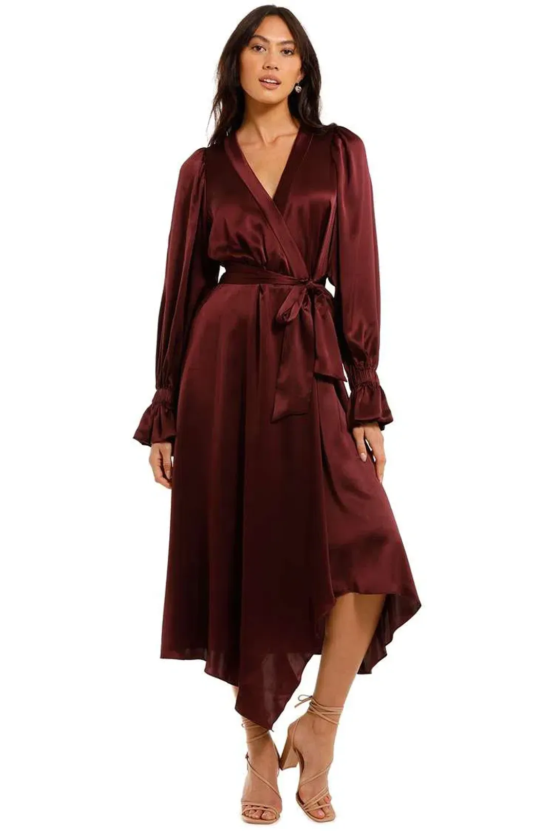 Ginger & Smart Molten Wrap Dress in Burgundy Size 12 for rent on The Volte - main image