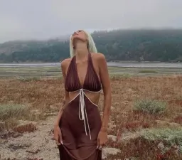 Onarin Ms.Pleat Cut-Out Dress Brown Size 8 for rent on The Volte - image 2