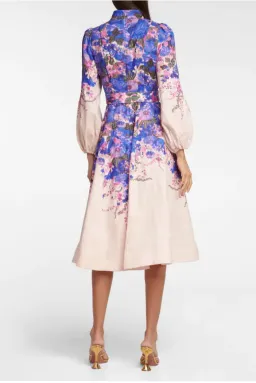 Zimmermann High Tide Buttoned Midi Dress Purple Ikat Floral Size 8 for rent on The Volte - image 3