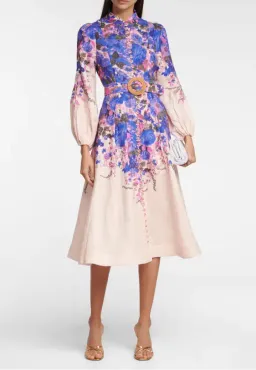 Zimmermann High Tide Buttoned Midi Dress Purple Ikat Floral Size 8 for rent on The Volte - image 2