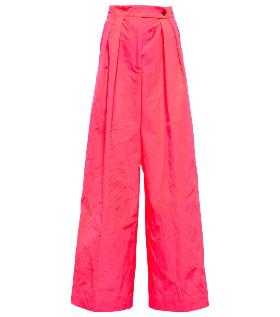 Dries Van Noten Organza High-rise Wide-leg Pants Pink Size 10 for rent on The Volte - main image