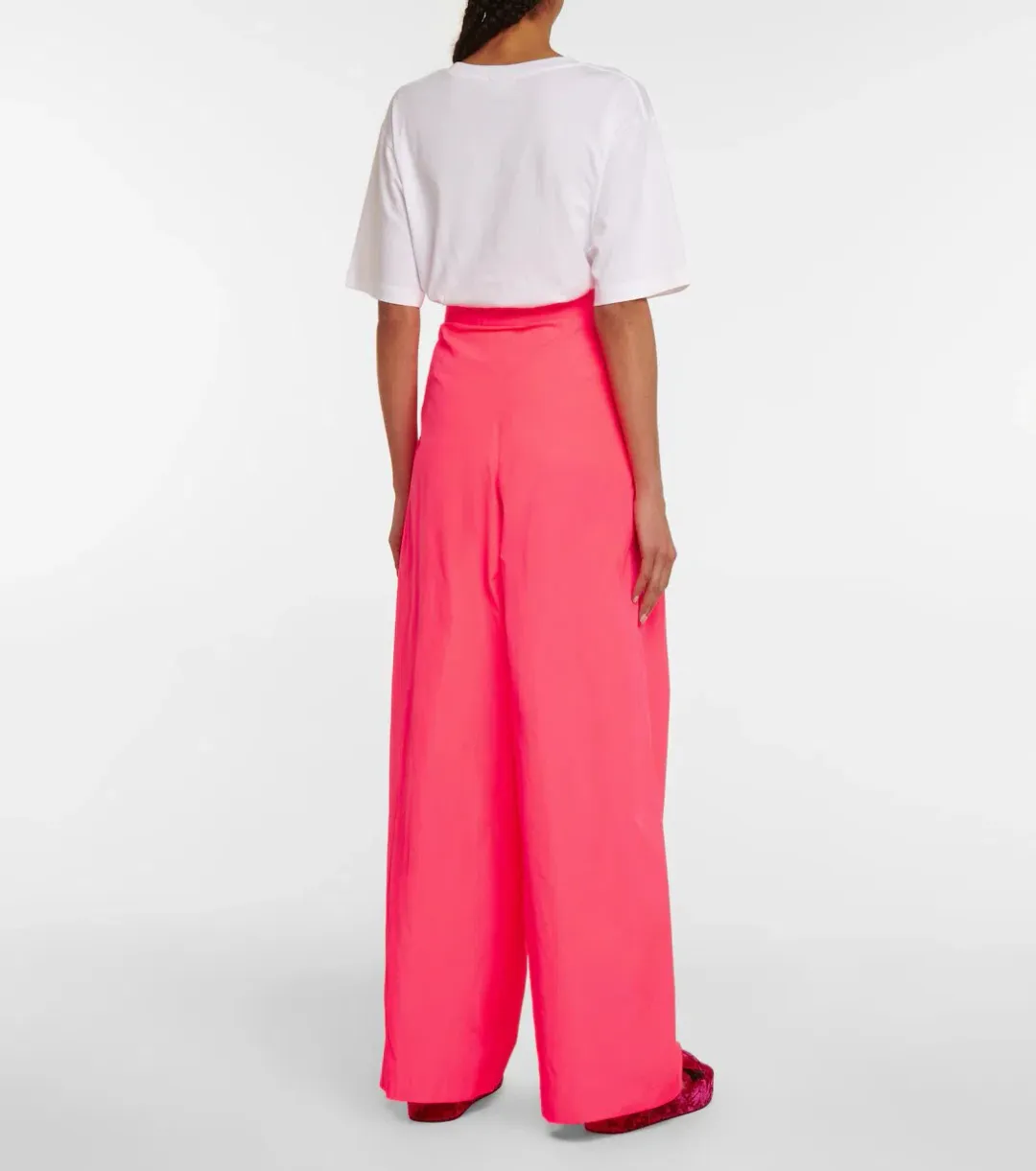 Dries Van Noten Organza High-rise Wide-leg Pants Pink Size 10 for rent on The Volte - main image