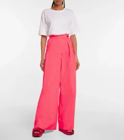 Dries Van Noten Organza High-rise Wide-leg Pants Pink Size 10 for rent on The Volte - image 1
