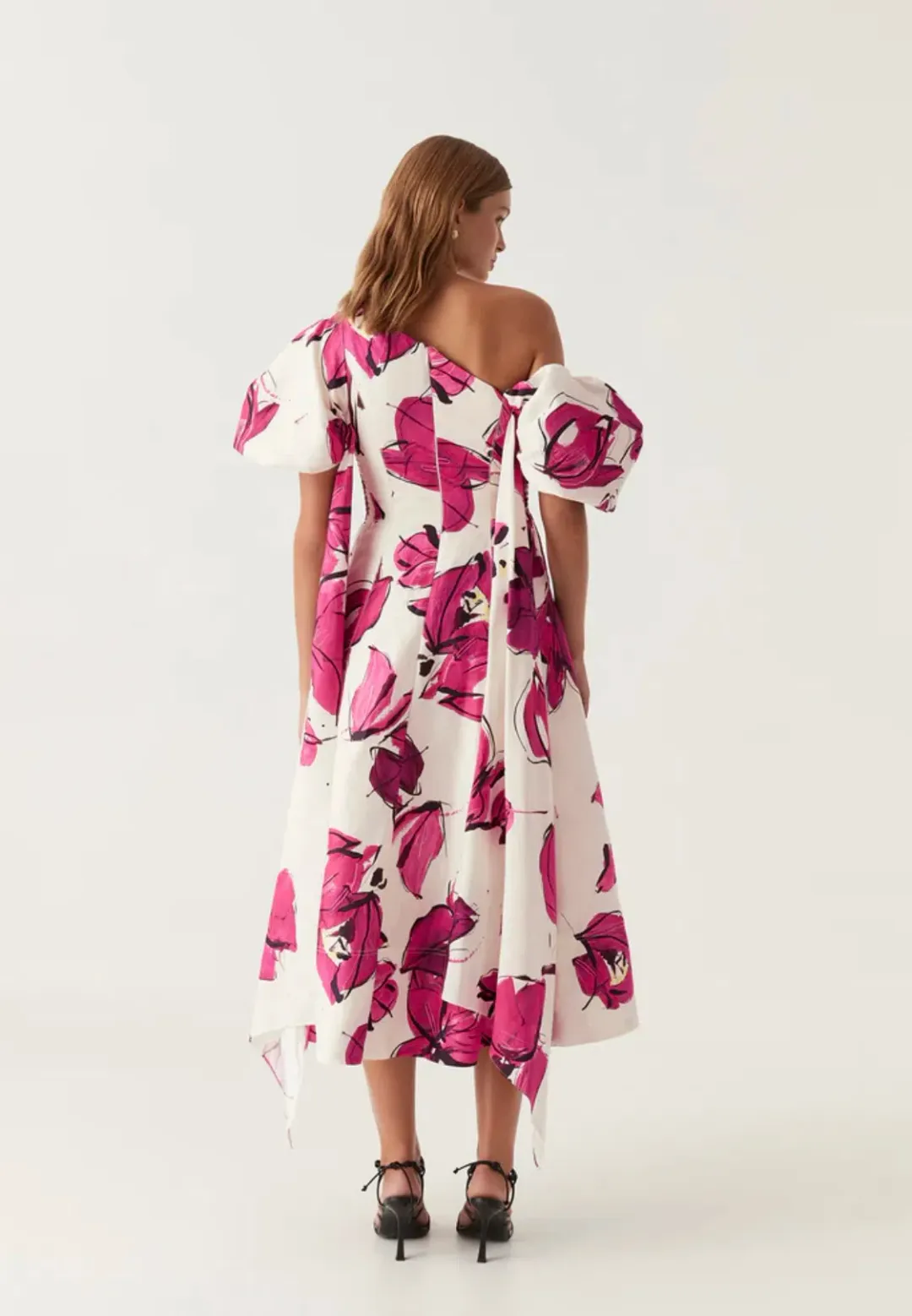 Aje Arista Tulip Sleeve Midi Dress Falling Florals Size 8 for rent on The Volte - main image