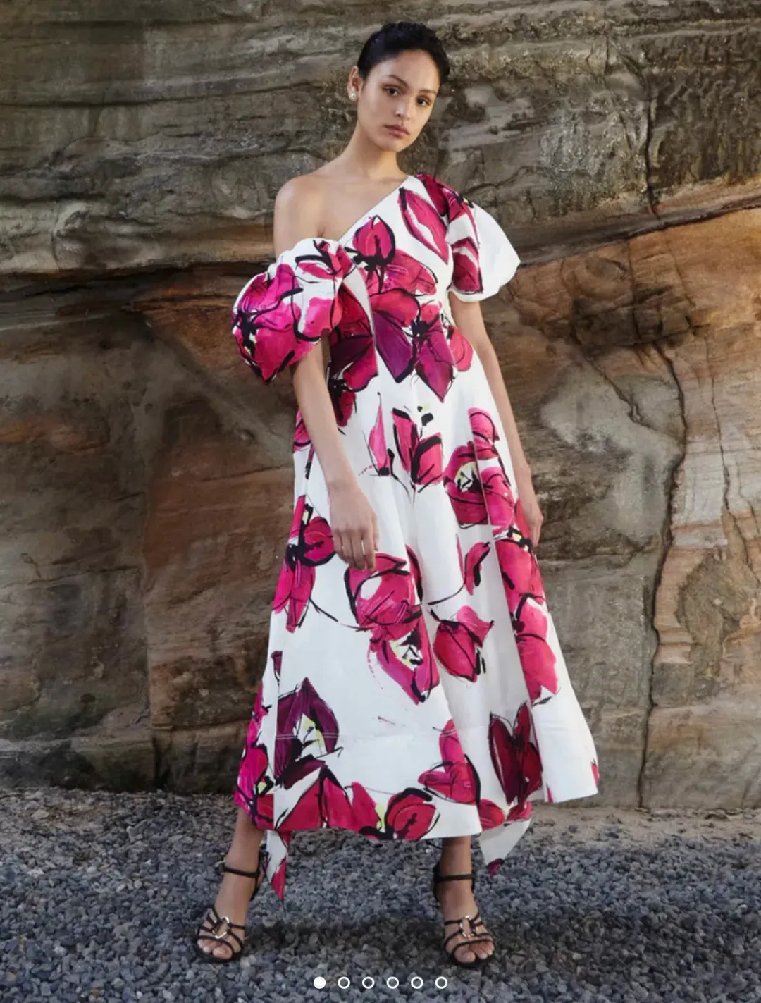 Aje Arista Tulip Sleeve Midi Dress Falling Florals Size 8 for rent on The Volte - main image