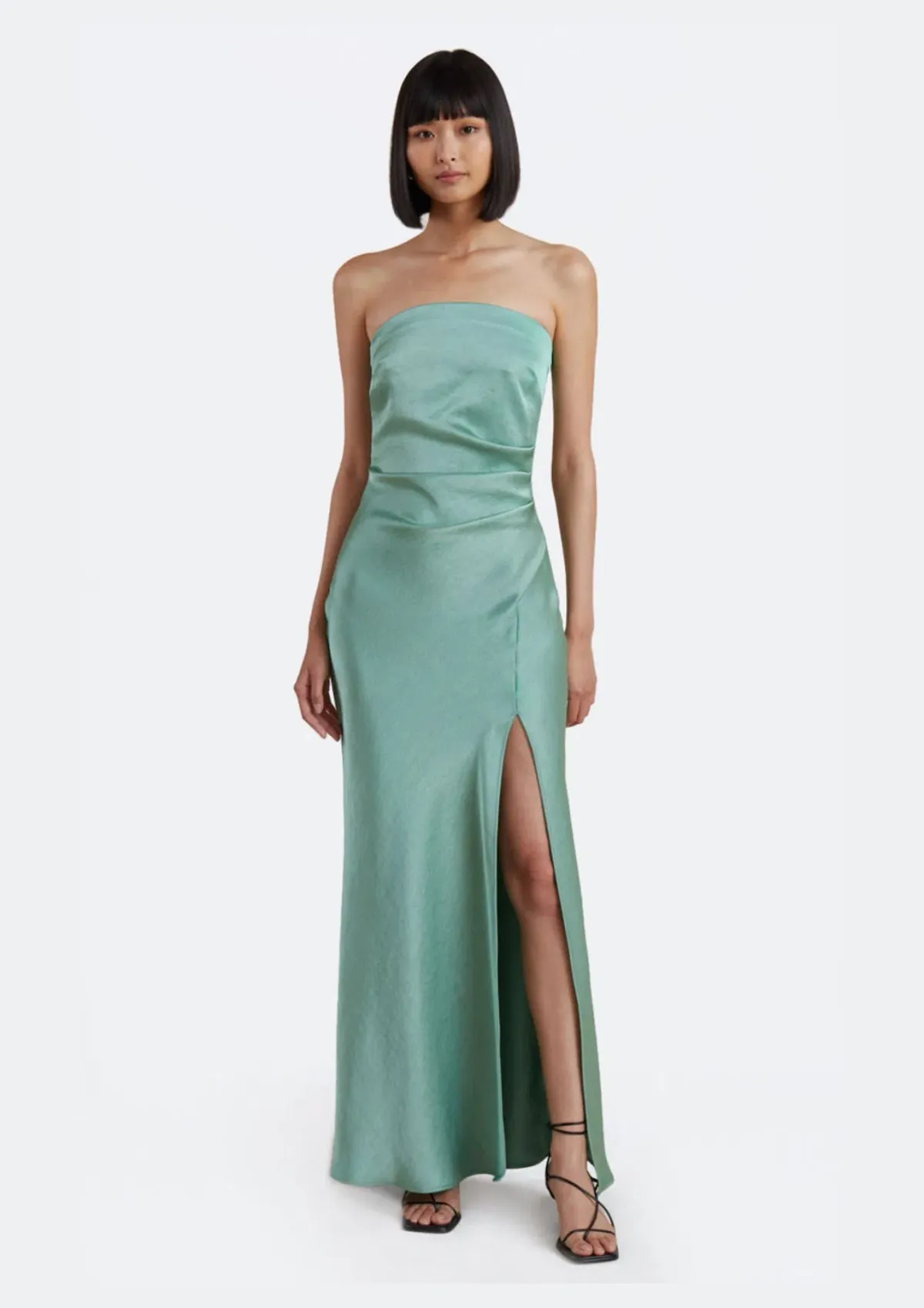 Bec & Bridge Symone Strapless Dress in Moss Green Size 8 for rent on The Volte - main image