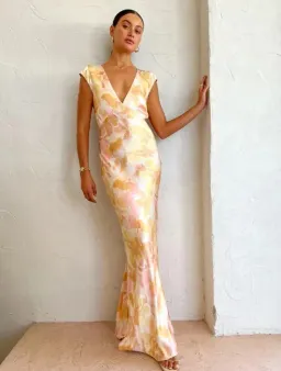 Bec & Bridge Indi V Neck Maxi Dress In Floral Haze Size AU 6 for rent on The Volte - image 1