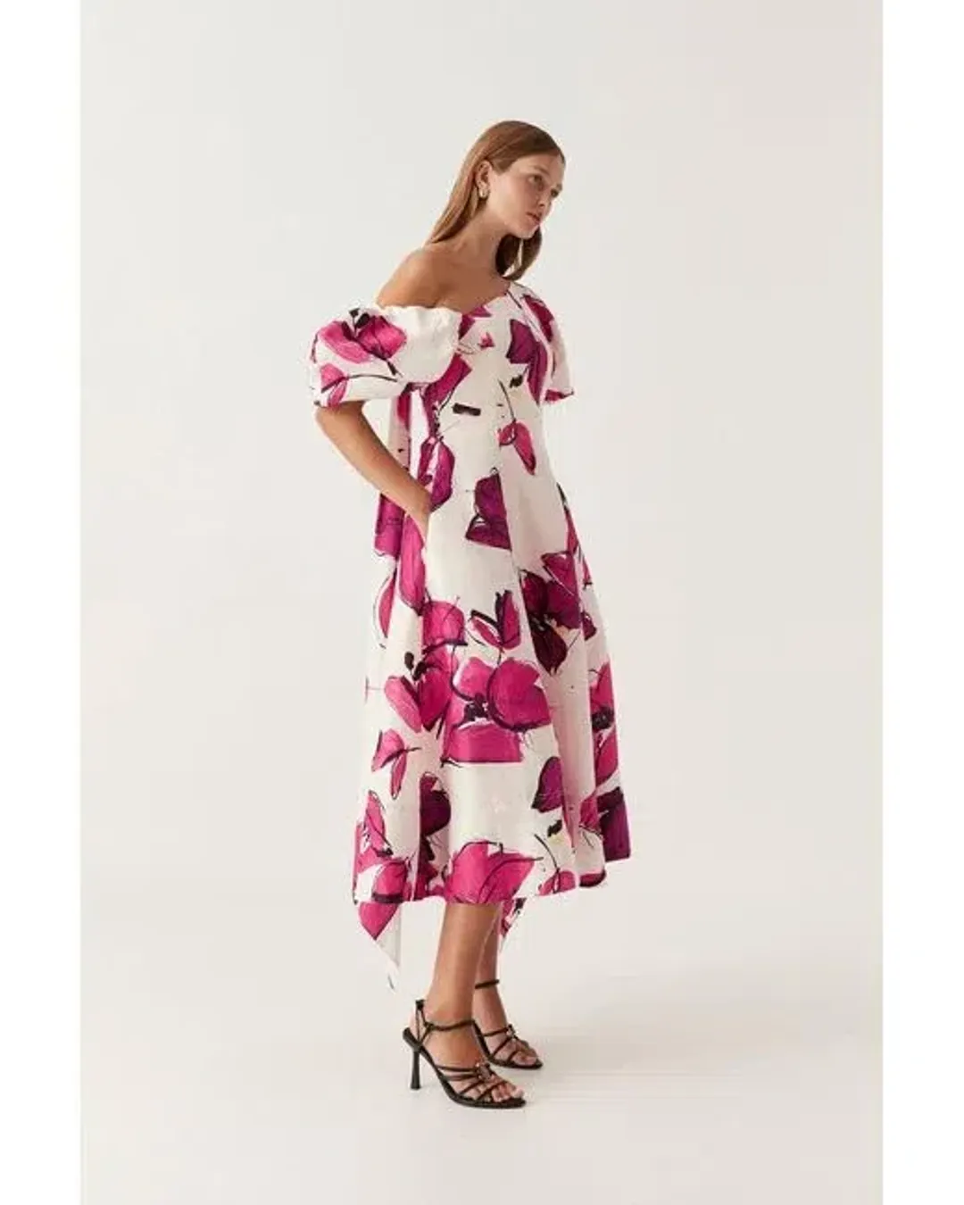 Aje Arista Tulip Sleeve Midi Dress Floral Size 10 for rent on The Volte - main image