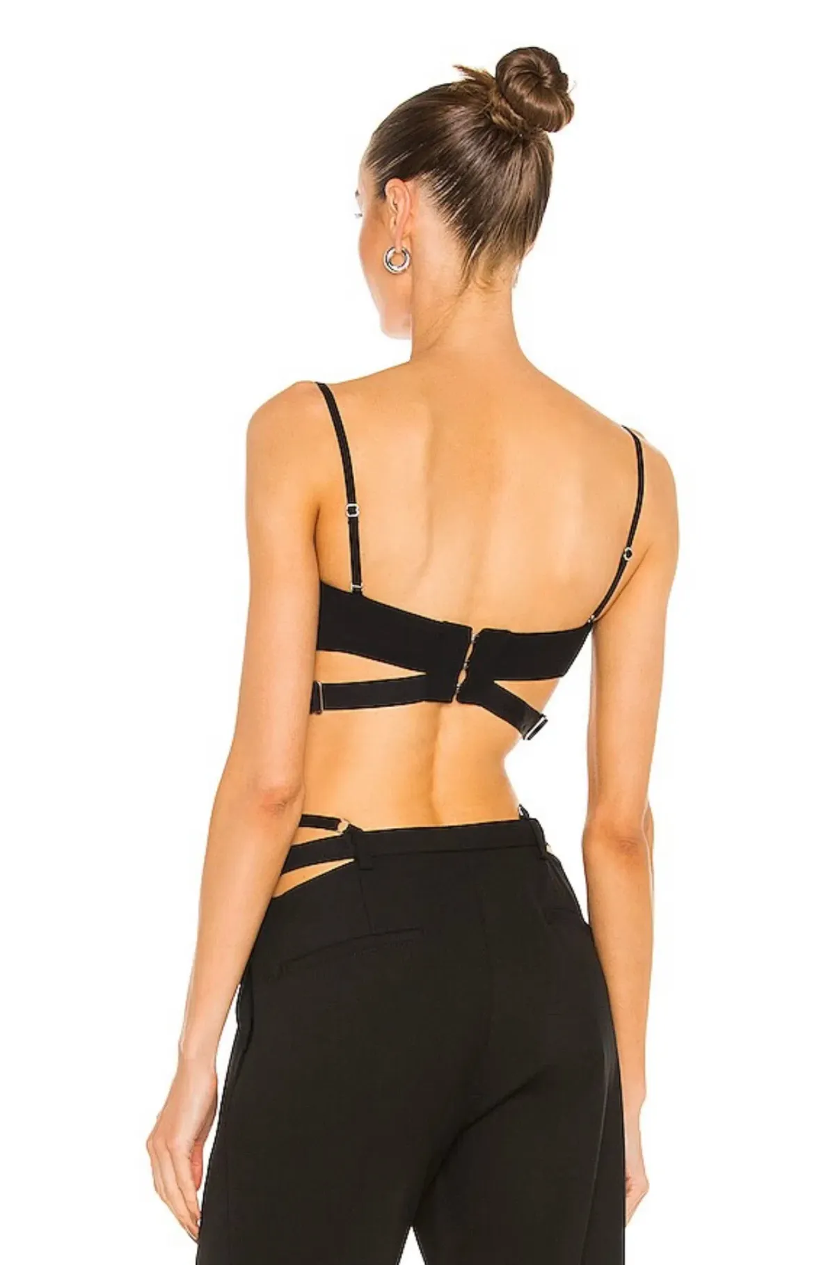 Dion Lee Lace Trimmed Cut Out Bralette Black Size 8 - Image 3