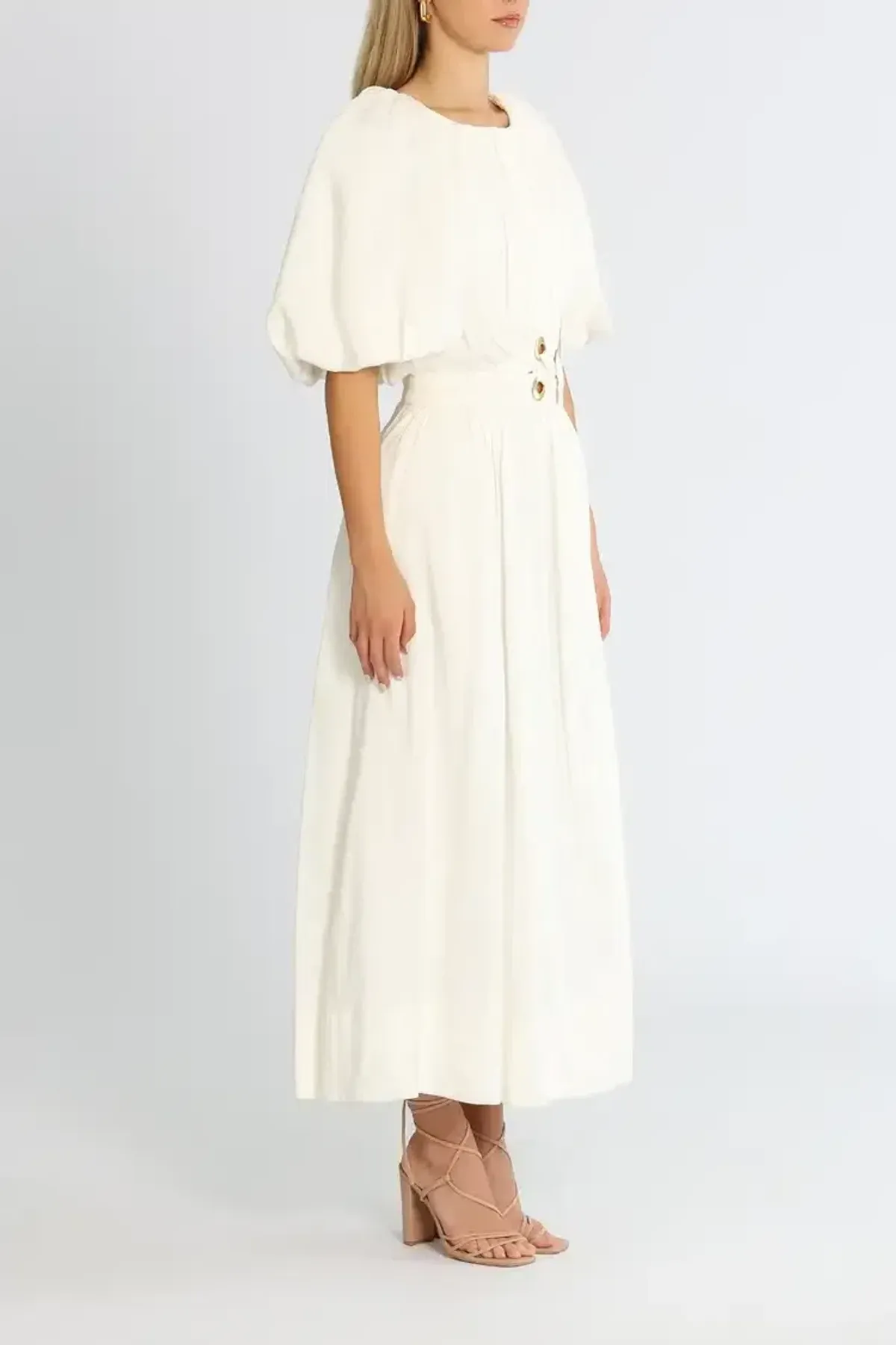 Aje Virtuous Asymmetric Midi Dress in Ivory Size 10 - Image 2