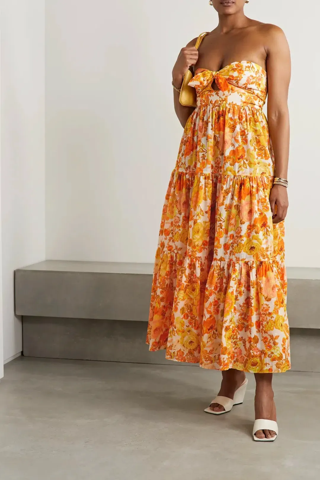 Zimmermann Raie Strapless Dress Citrus Ikat Size 0/8 Au for rent on The Volte - main image