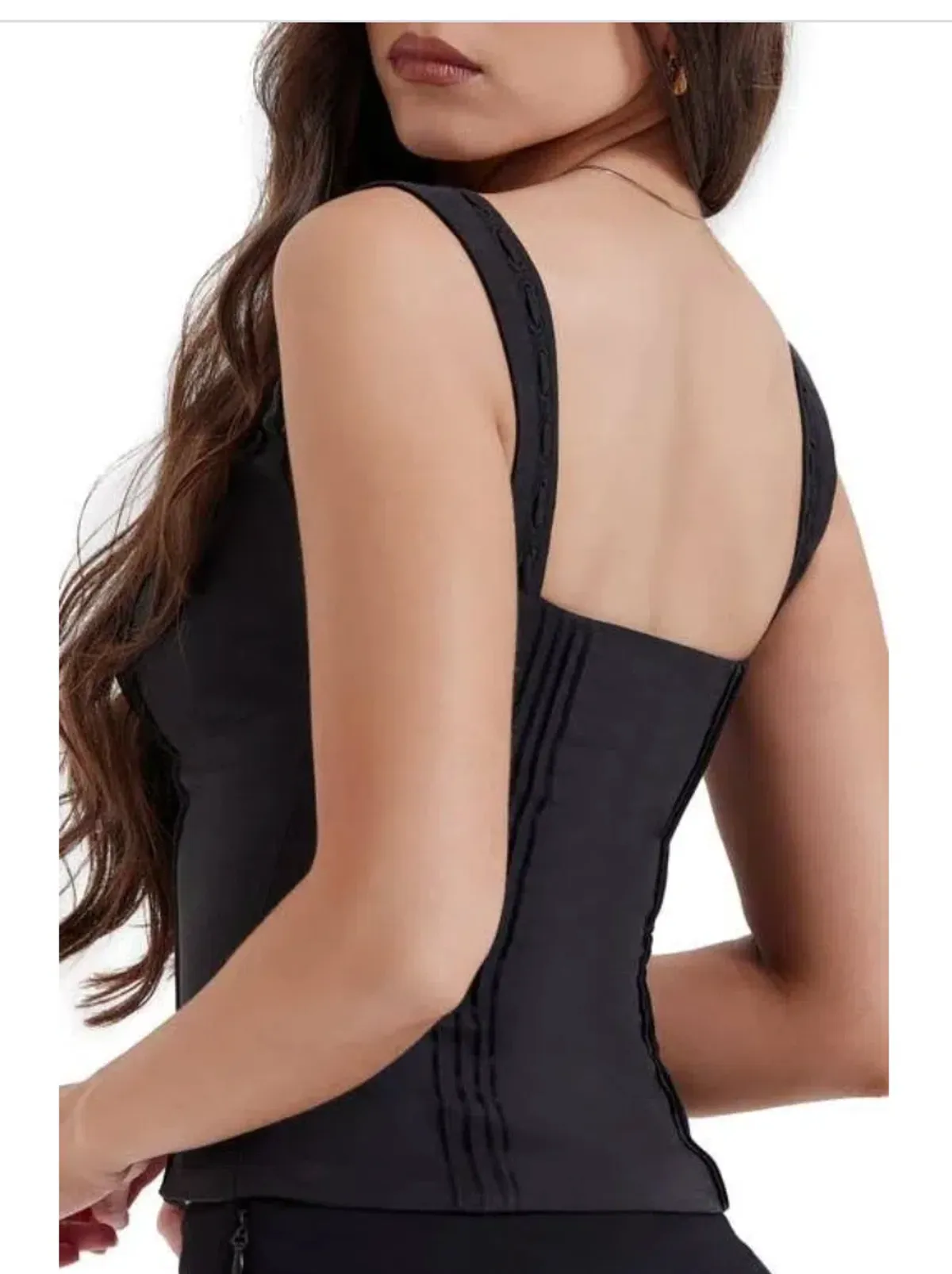 House of CB Chicca Square Neck Corset Top Black Size S/Au 8 - Image 3