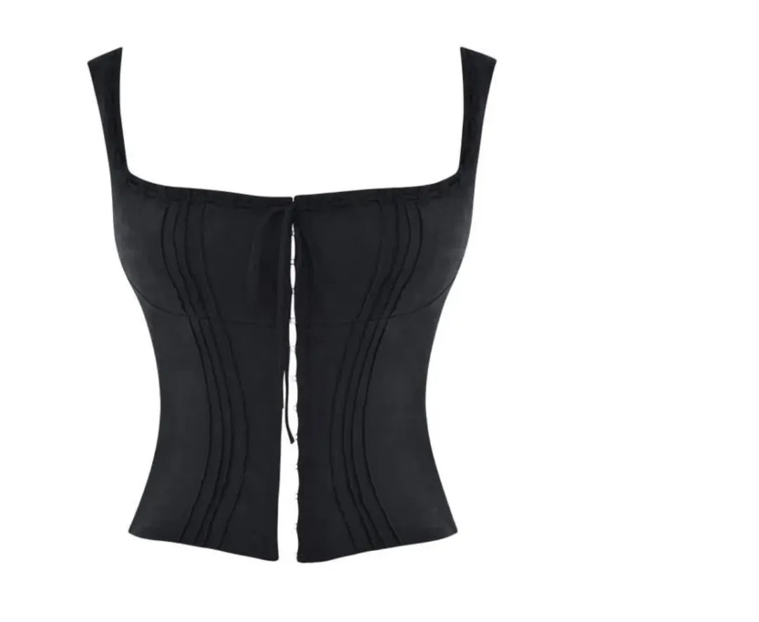 House of CB Chicca Square Neck Corset Top Black Size S/Au 8 for rent on The Volte - main image