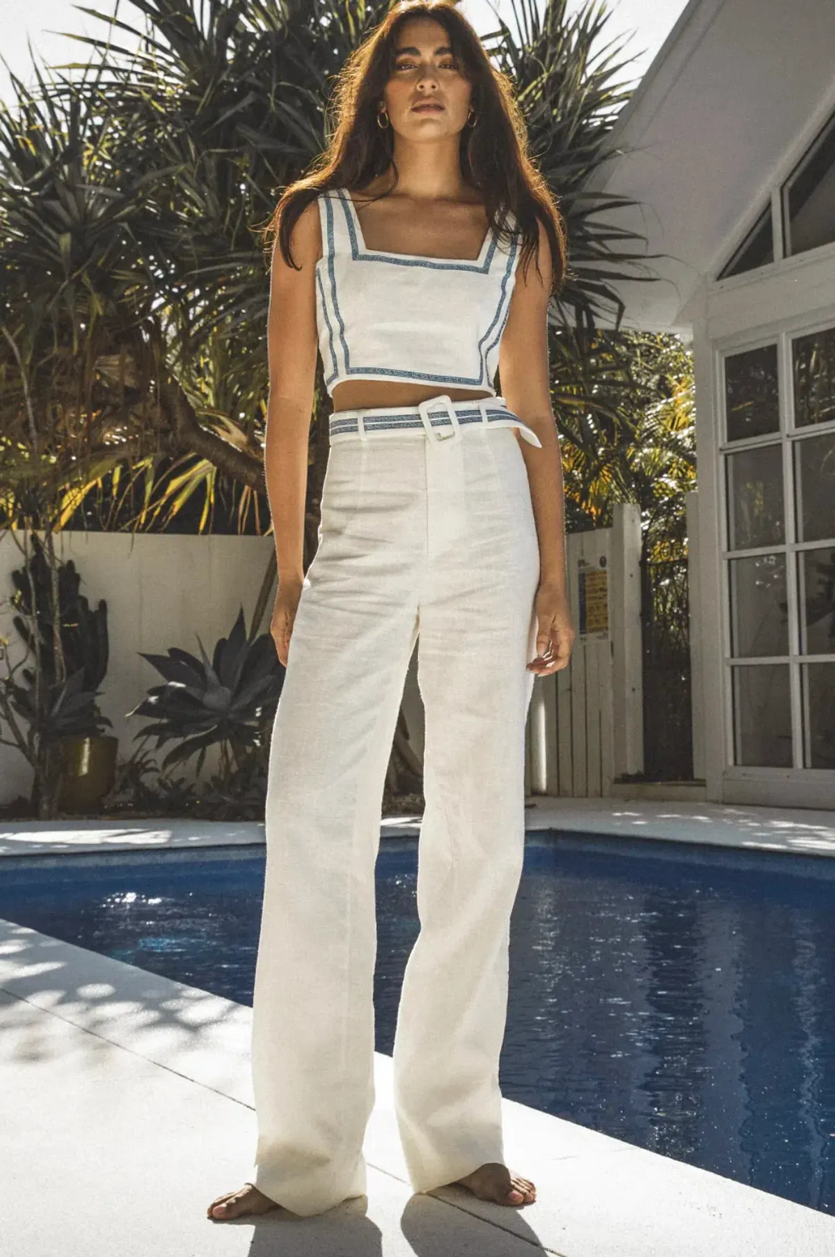 Winona Vittoria Top and Pant Set White Print Size 6 & 8 - Image 2