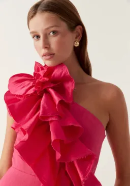 Aje Adelia Ruffle Midi Dress Bougainvillea Red Size 8 for rent on The Volte - image 2