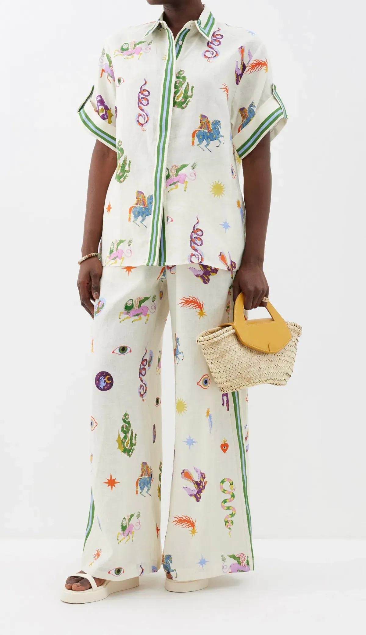 Alemais Matches Exclusive Ivory Aether Pants and Top Set Print Size 14 for rent on The Volte - main image