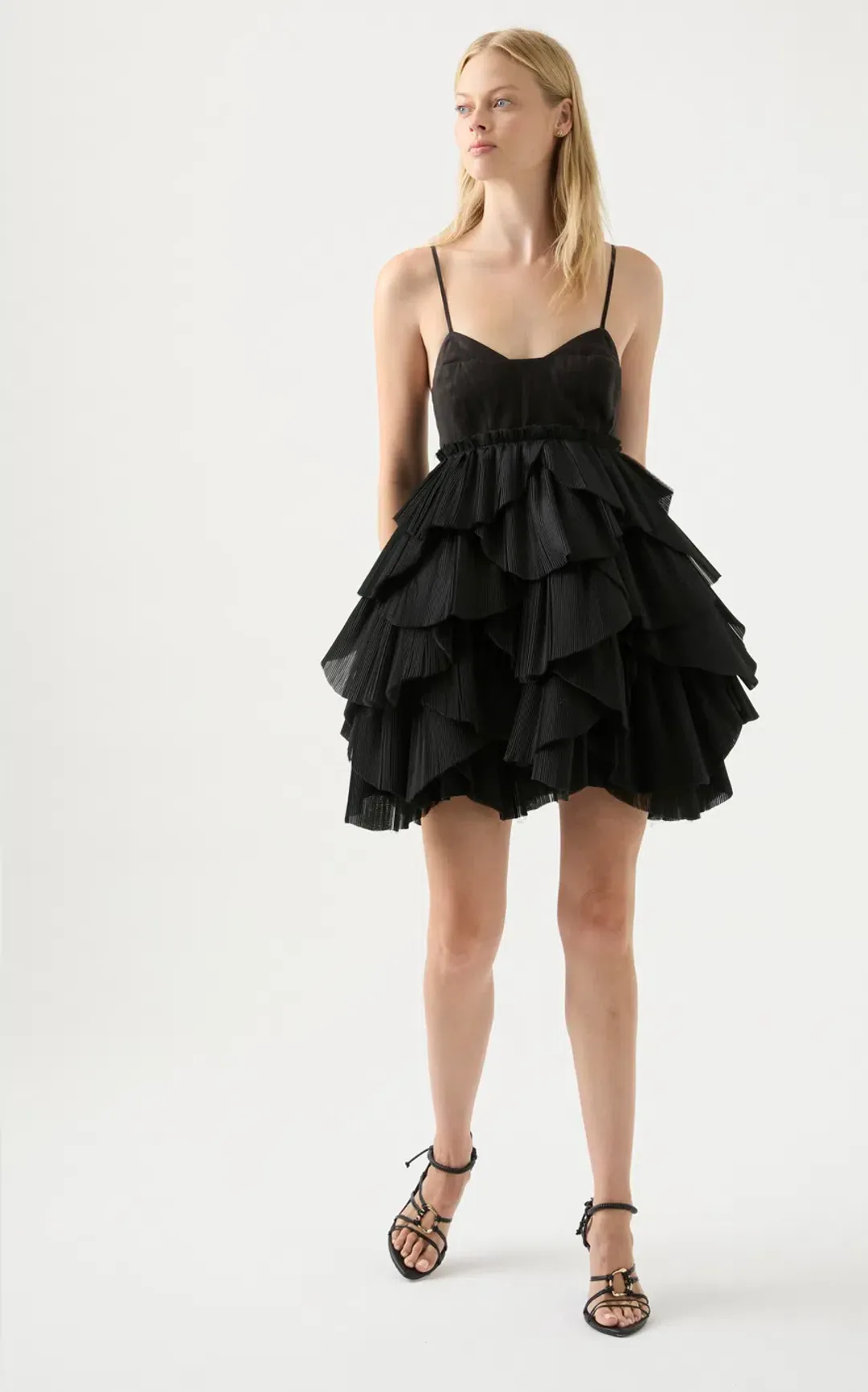 Aje Elise Pleat Mini Dress in Black Size 10 AU / 6 US for rent on The Volte - main image
