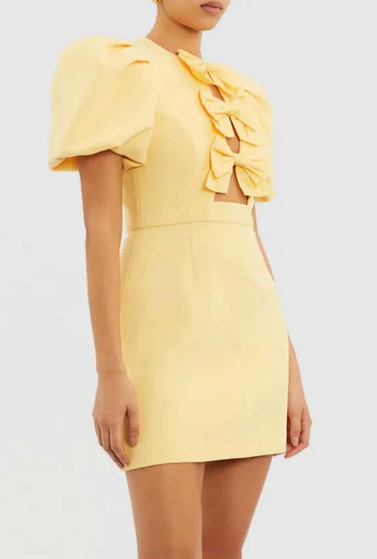 Rebecca Vallance Chloe Bow Mini Dress Yellow Size 12 - Image 2