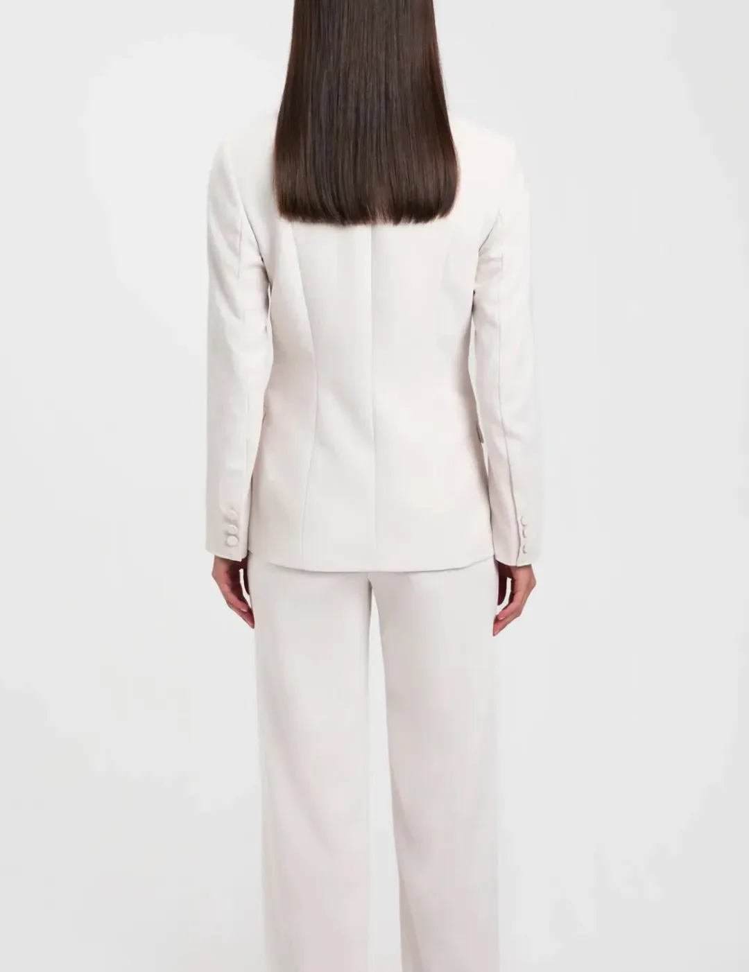 Kookai Ariel Tuxedo Blazer and Low Rise Pant Set White Sand Size 8 for rent on The Volte - main image