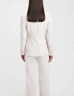 Kookai Ariel Tuxedo Blazer and Low Rise Pant Set White Sand Size 8 for rent on The Volte - image 2