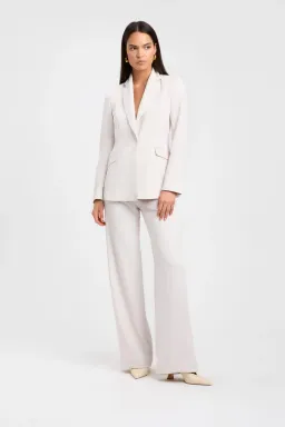 Kookai Ariel Tuxedo Blazer and Low Rise Pant Set White Sand Size 8 for rent on The Volte - image 1
