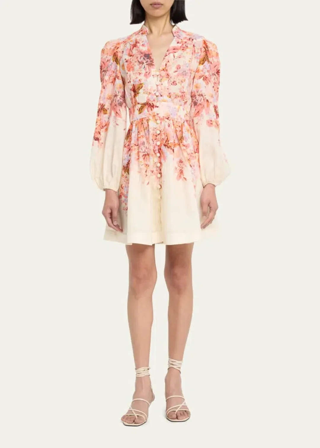 Zimmermann Devi Plunge Mini Dress Floral Size 1 / AU 10 for rent on The Volte - main image