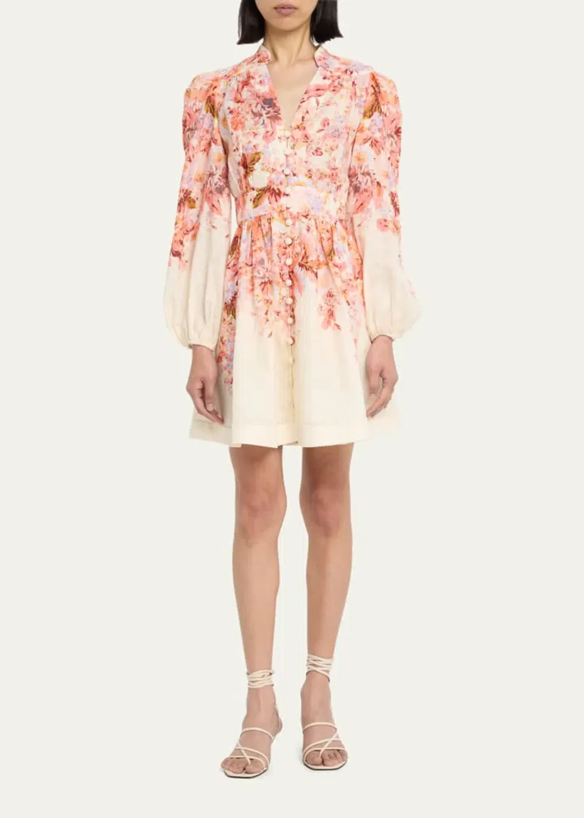 Zimmermann Devi Plunge Mini Dress Floral Size 1 / AU 10 - Image 2