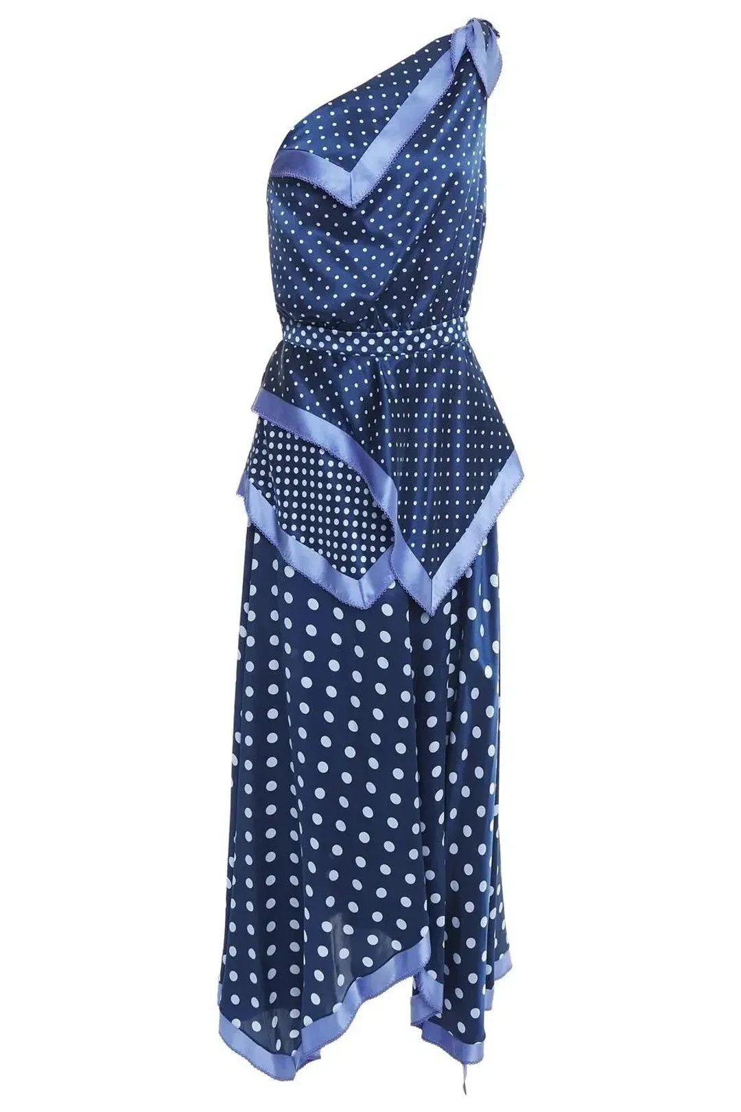 Altuzarra One Shoulder Polka Dot Silk Maxi Dress Blue Size 16/18 for rent on The Volte - main image