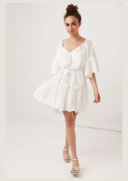 Spell Capulet Broderie Anglaise Frill Smock Mini Dress White Size L / AU 12 for rent on The Volte - image 1