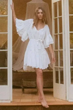 Spell Capulet Broderie Anglaise Frill Smock Mini Dress White Size L / AU 12 for rent on The Volte - image 2