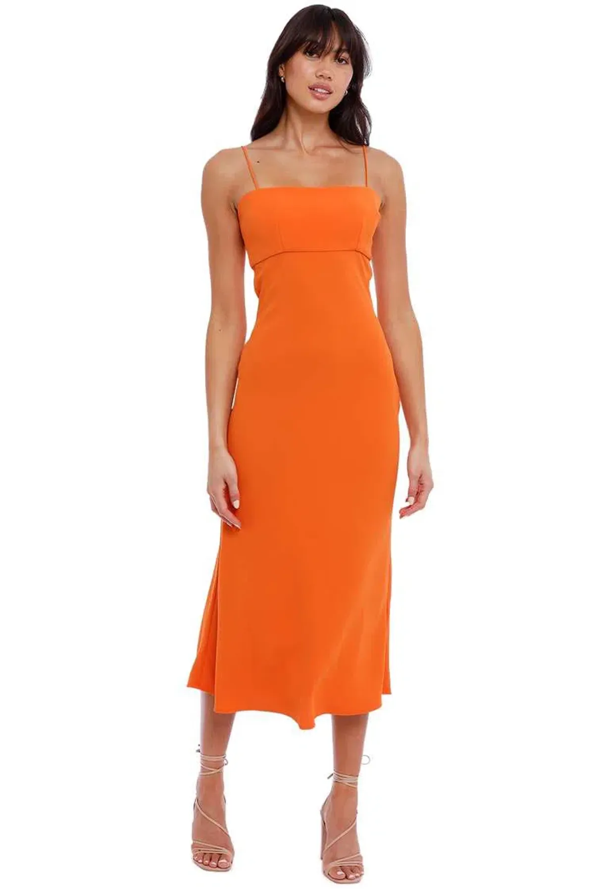 By Johnny Nicole Bias Dress Orange Size 8 for rent on The Volte - main image