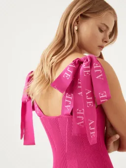 Aje Amber Knit Mini Dress Hot Pink Size XS/AU 6 for rent on The Volte - image 3