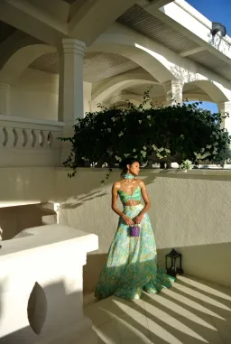 Zimmermann High Tide Crop Bodice And Ikat Maxi Skirt Set Floral Size 0/Au 8 for rent on The Volte - image 4