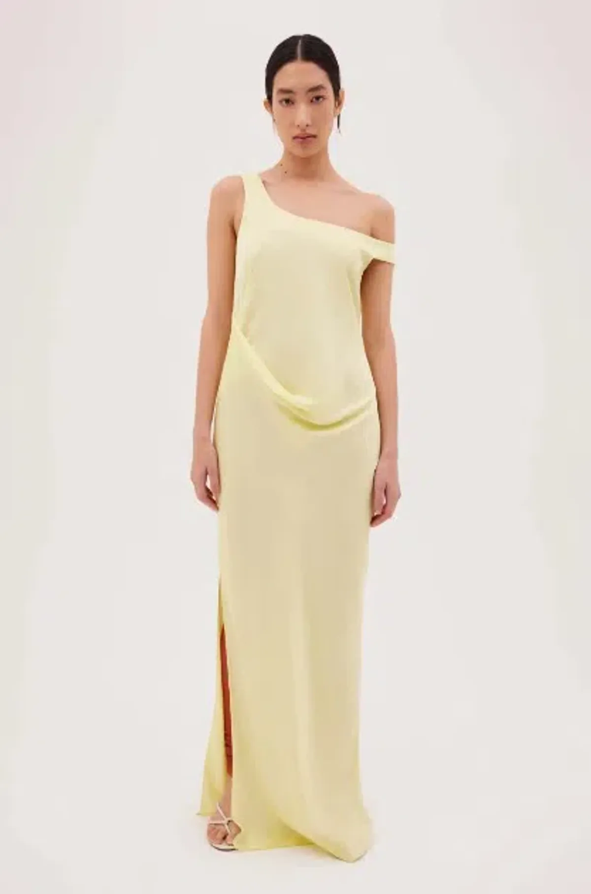 Bianca Spender Leonora Satin Crepe Dress Lemon Size 1 / Au 8 - Image 2