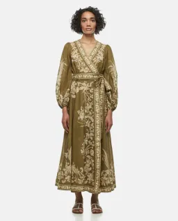 Zimmermann Anneke Cotton Voile Wrap Midi Dress in Olive Green Size 2/Au 12 for rent on The Volte - image 1