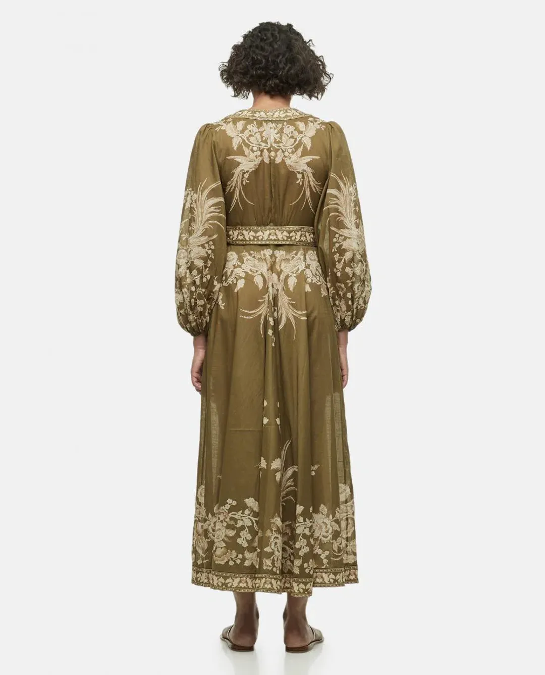 Zimmermann Anneke Cotton Voile Wrap Midi Dress in Olive Green Size 2/Au 12 for rent on The Volte - main image