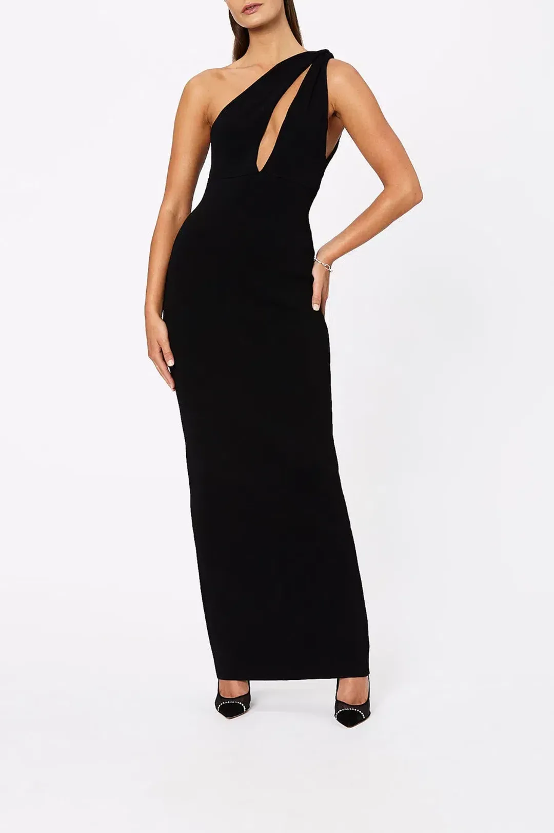Scanlan Theodore Crepe Knit Turban Twist Dress Black Size M / Au 10 for rent on The Volte - main image