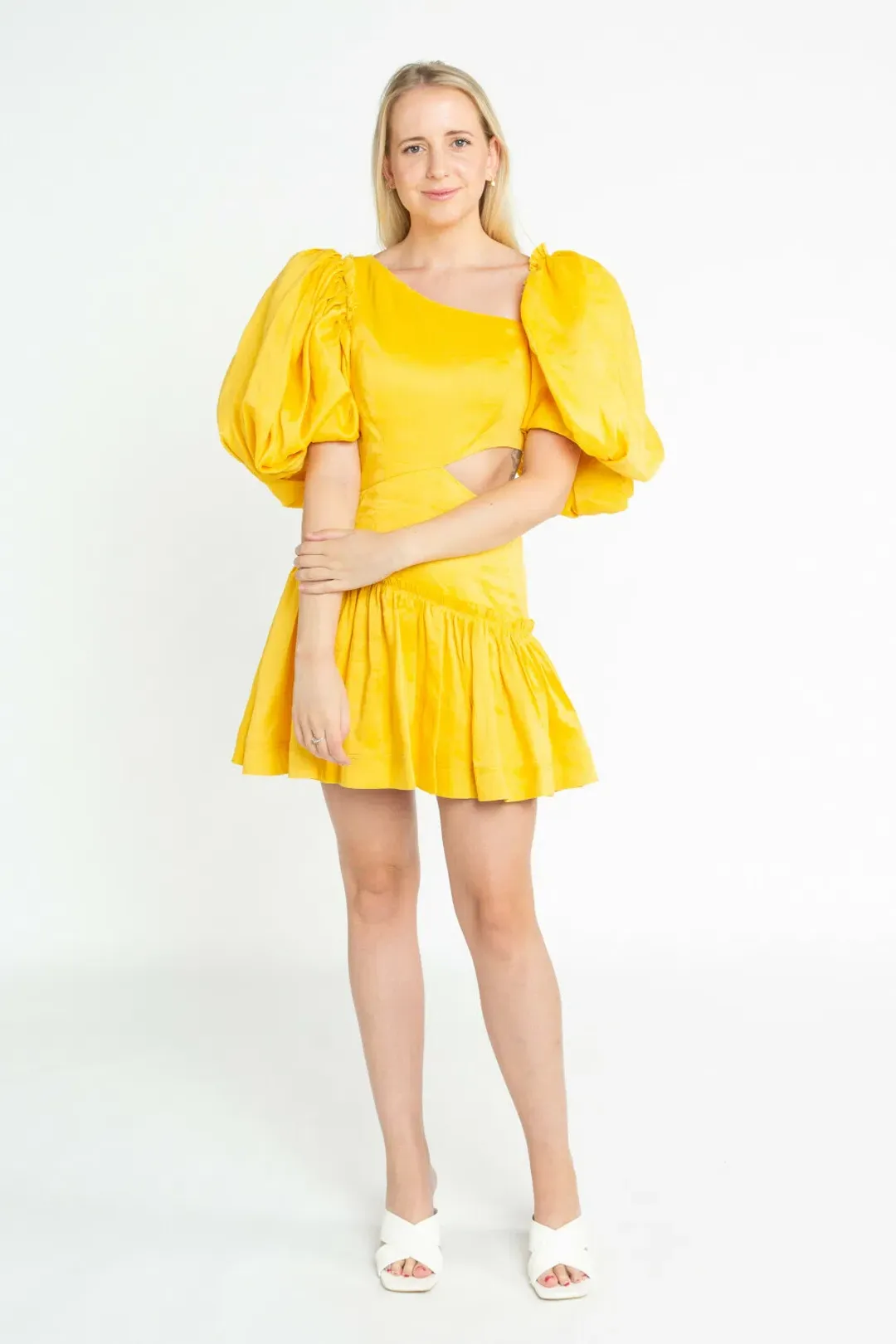 Aje Chateau Mini Dress Yellow Size 8 for rent on The Volte - main image