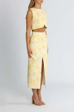 By Johnny Callie Sun Crop and Skirt Set Yellow Print Size 6 for rent on The Volte - image 2